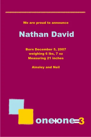 Birth Announcement One + One Boy