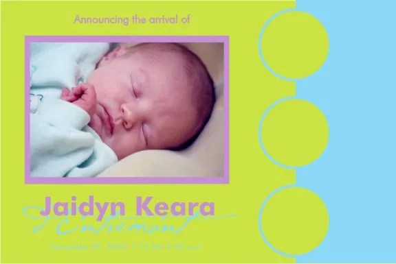 Birth Card Circles green