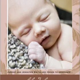 Birth Announcement - Damask beige