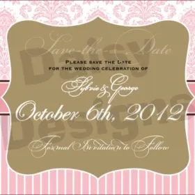 Light Pink Damask - Save the Date 1