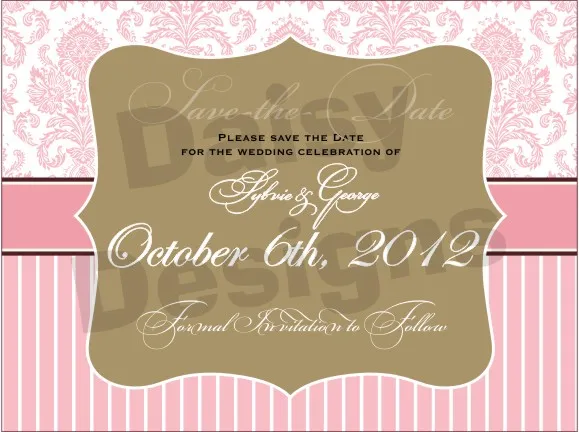 Light Pink Damask - Save the Date 1