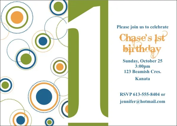 Circles & Dots Birthday Party Invitation template by Daisy Designs