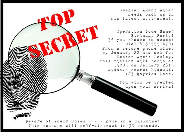 Secret Agent Party Invite
