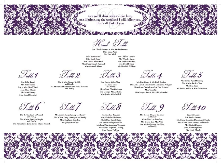 Damask Seating Chart