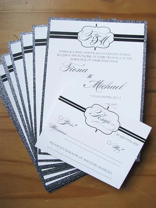 Sparkling Platinum invites, rsvp