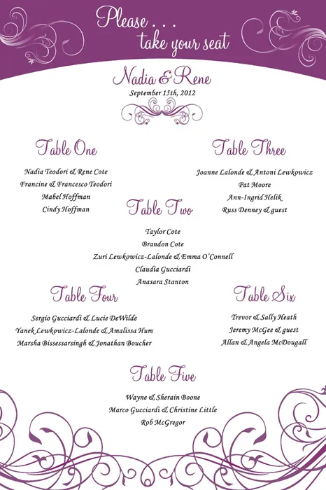 Mystic Violet Seating Chart