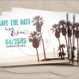 Palm Tree Save the Date package