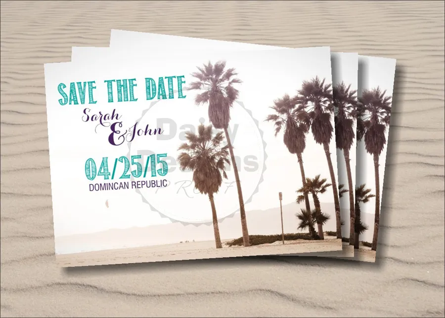 Palm Tree Save the Date package