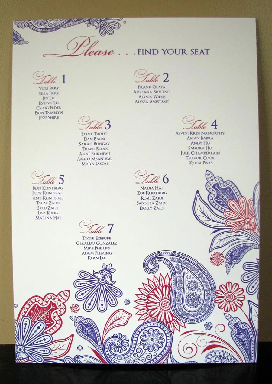 Pearsian Paisley Seating Chart
