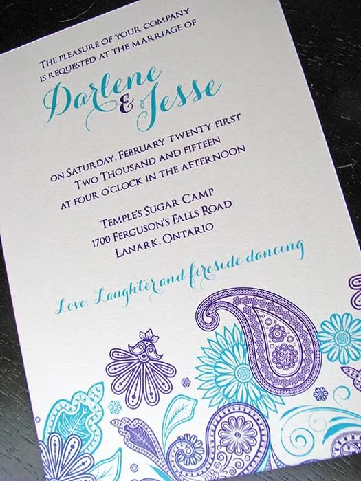 Persian Paisley aqua invite