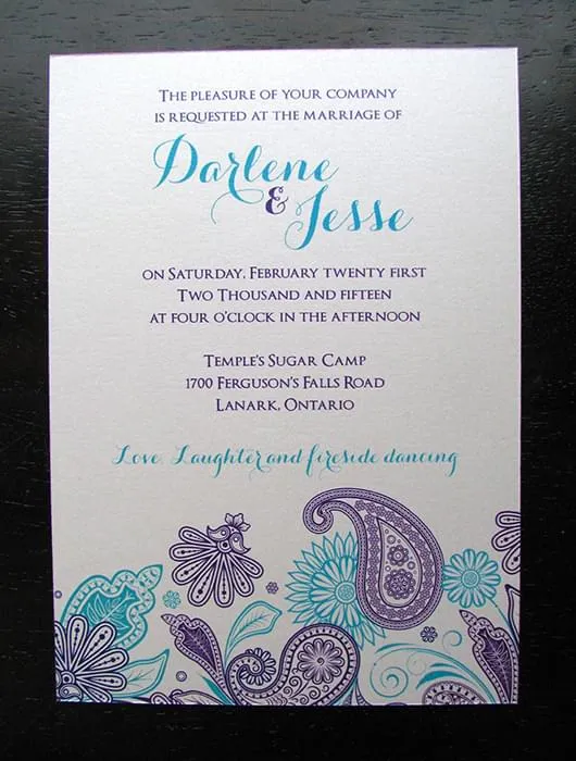 Persian Paisley aqua invite