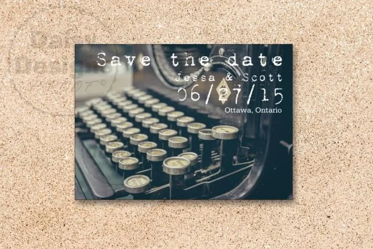 Typewriter Save the Date card