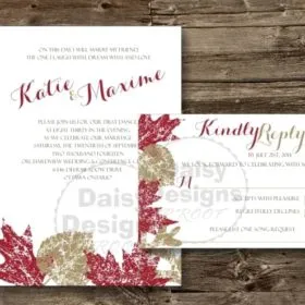 Grunge Leaves invite and rsvp