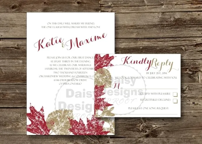 Grunge Leaves invite and rsvp