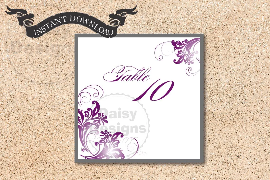 Simply - Charcoal-Purple Table Numbers