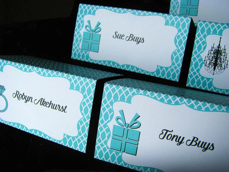 Aqua Pattern Seating Cards