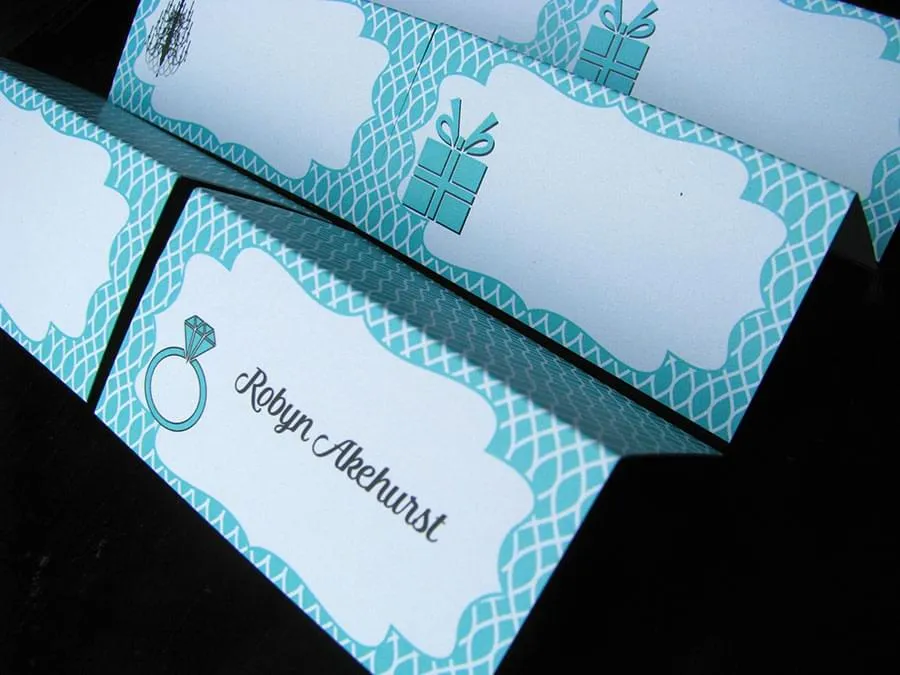 Aqua Pattern Seating Cards