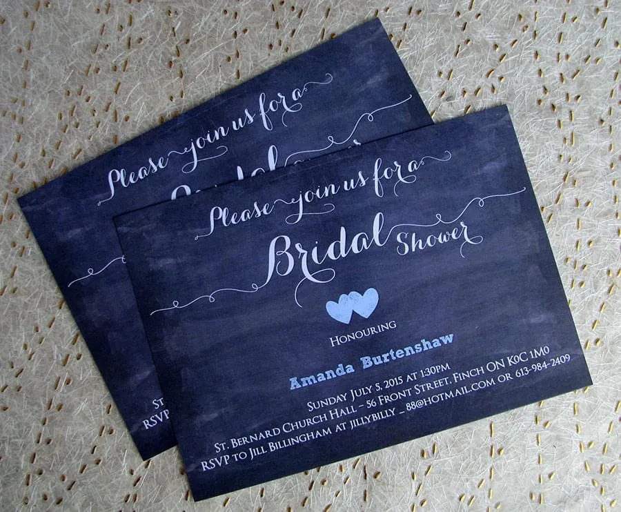 Chalkboard Shower invites