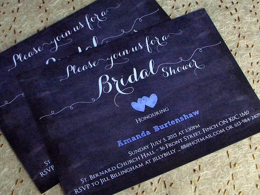 Chalkboard Shower invites