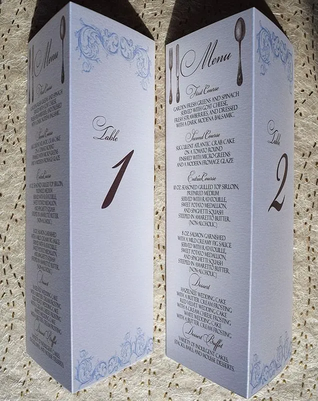 Cinderella Too Menus