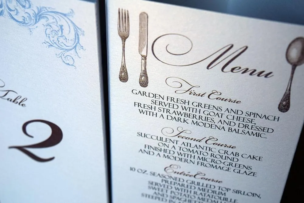 Cinderella Too Menu close-up