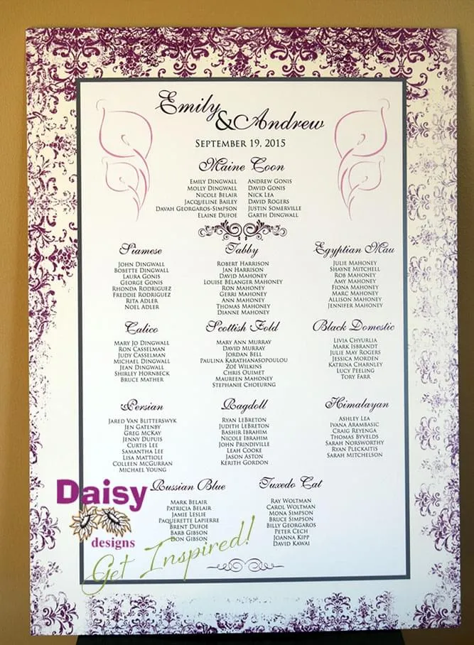 Purple Antique Seating Chart