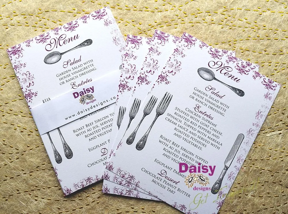 Purple Antique Menus