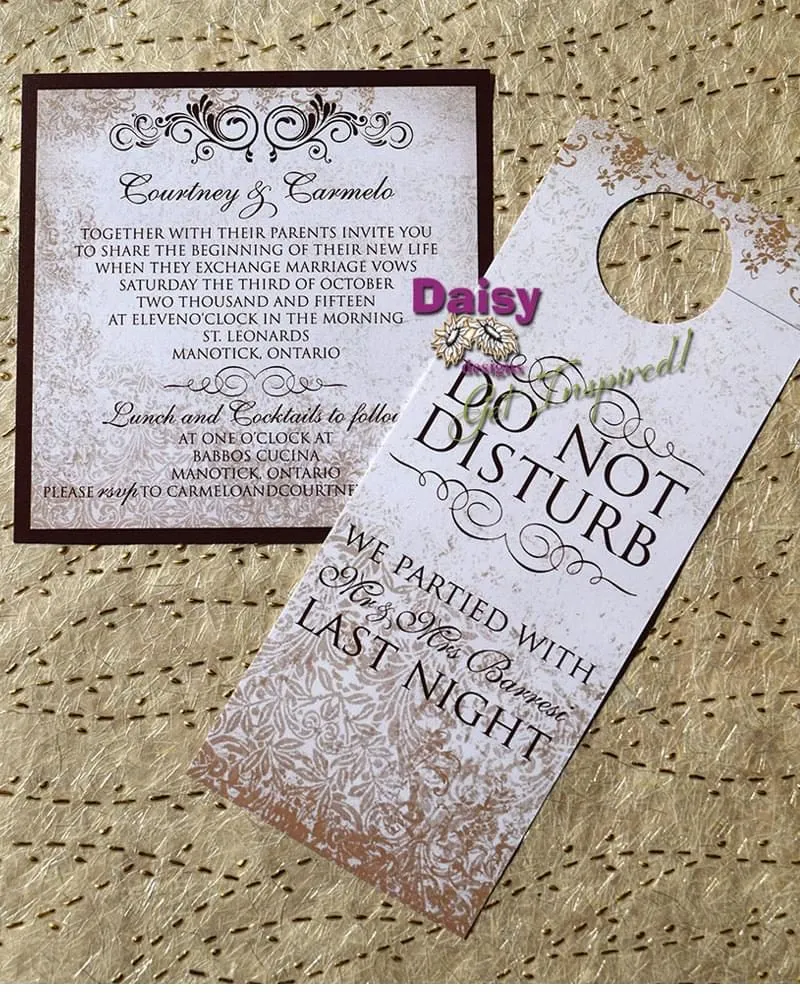 Antique Gold Invite and Door Hanger