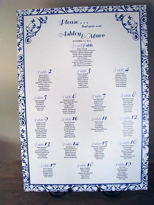 Simple Navy Seating Chart