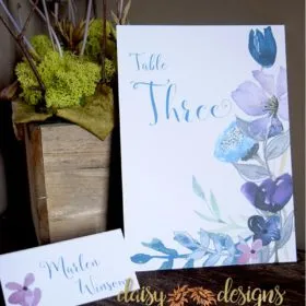 Devine table numbers and seating cards