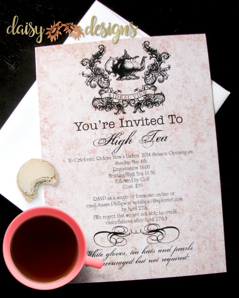 High Tea Shower and event Invitation