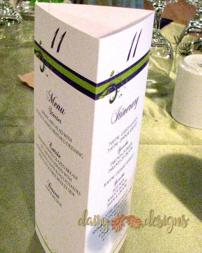 Purple Green Menu / Table number