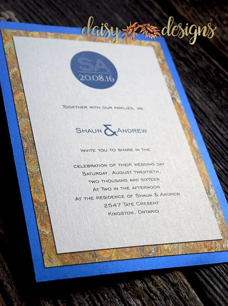 Blue Silk - Gold Marble invite