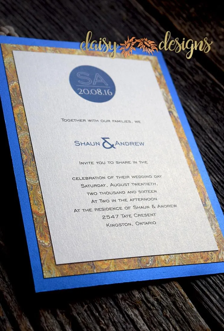 Blue Silk - Gold Marble invite