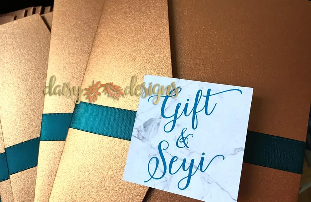 Marble Copper Teal monogram