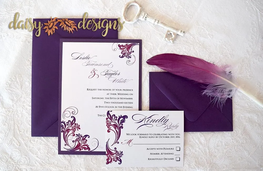 Simply layered invite & rsvp with optional envelopes