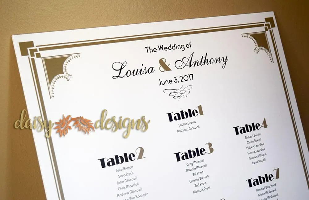 Art Deco Seating Chart close-up