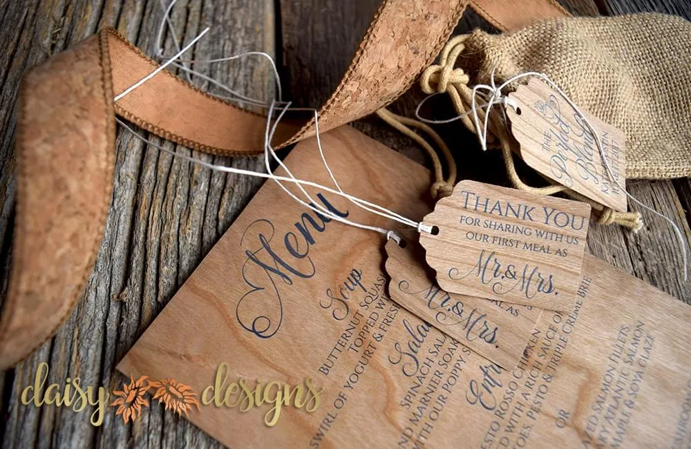Real Wood Veneer Menus and Gift tags