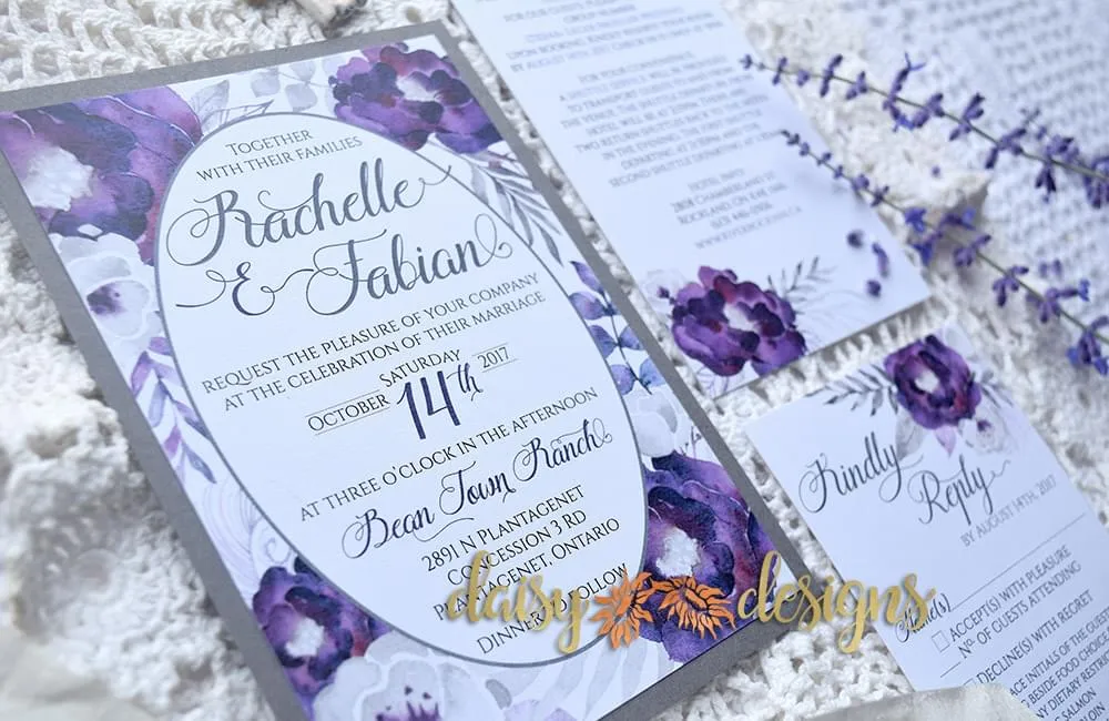 Purple Silver invite close-up