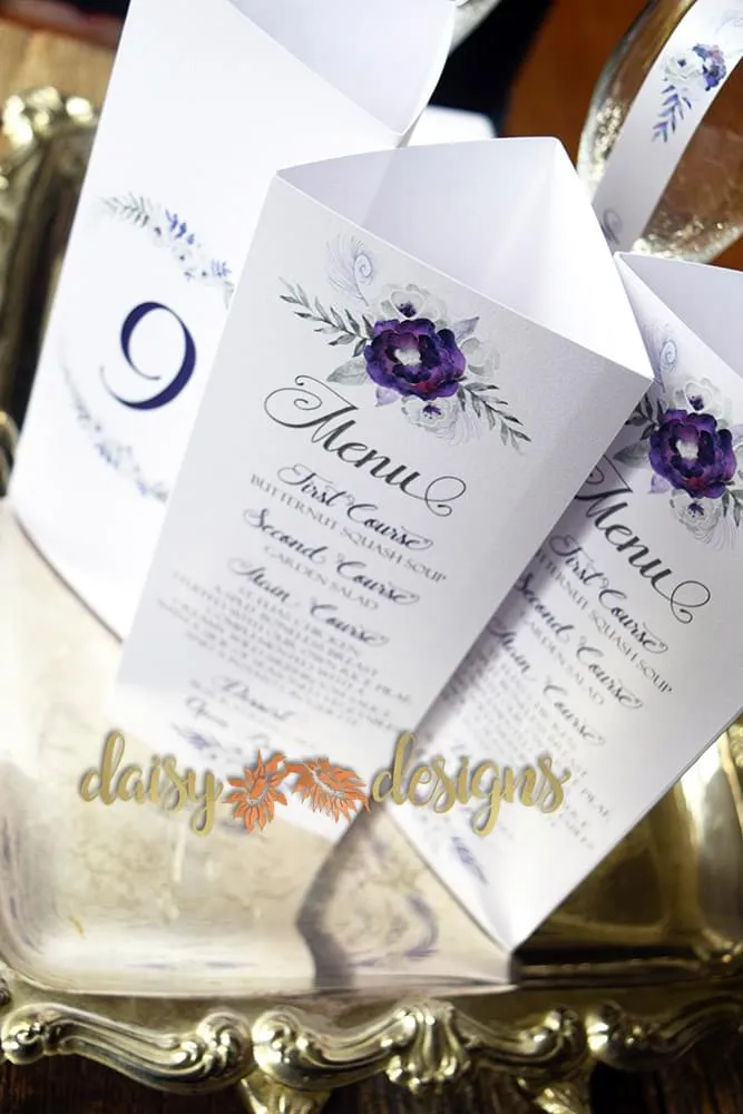 Purple Silver Menus