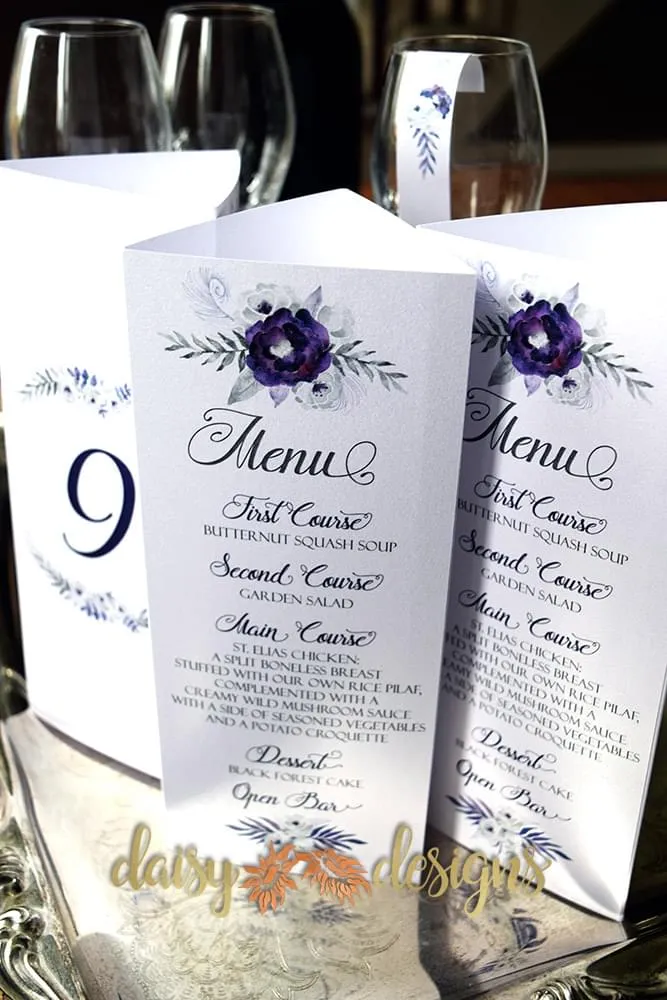Purple Silver Menus