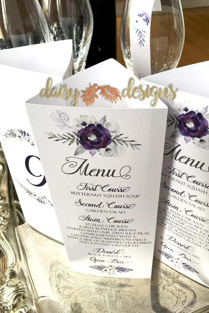 Purple Silver Menus