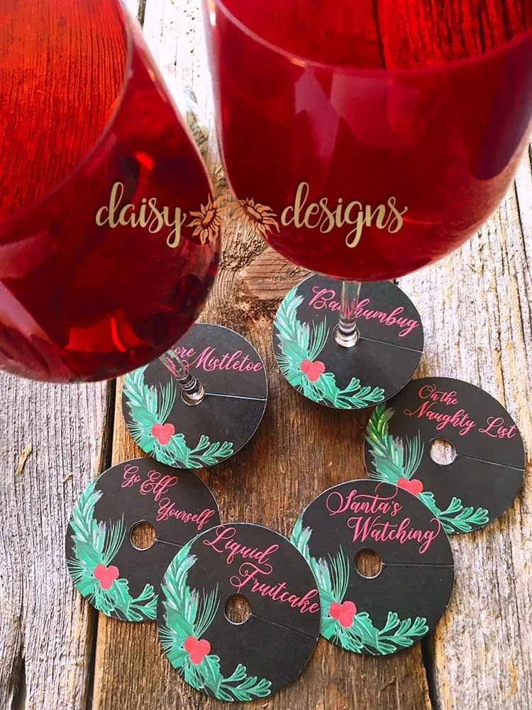 Holiday Wine Glass tags