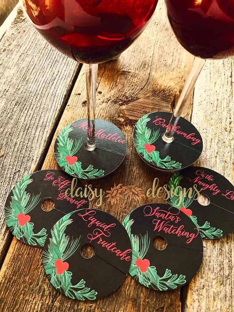 Holiday Wine Glass tags