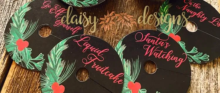 wine glass tags close up