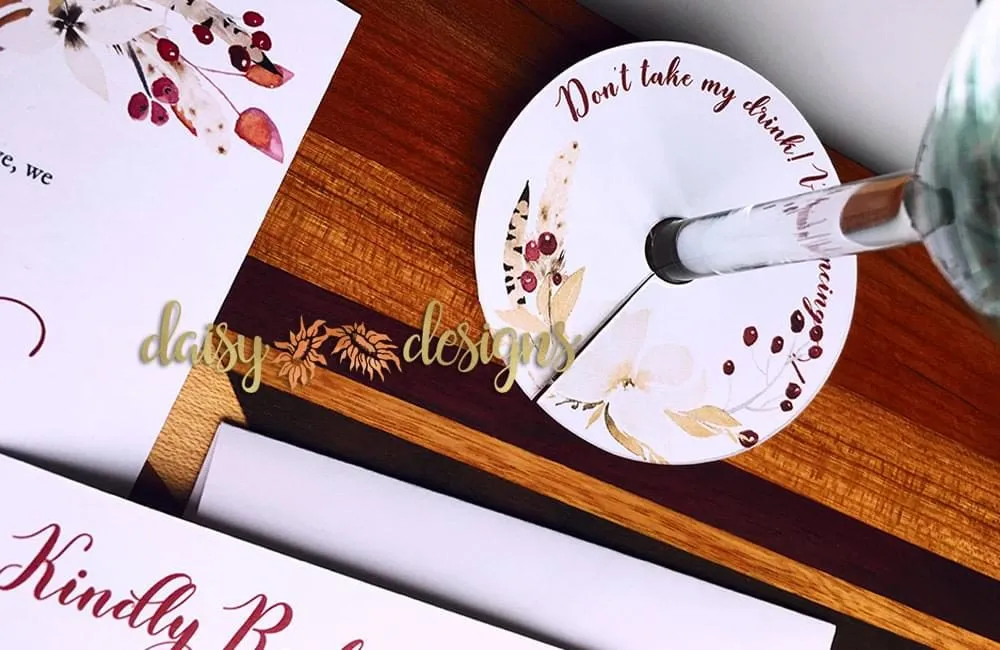 Cranberry and Cream wine glass tag