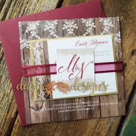 Antique Lacewood invite with belly band