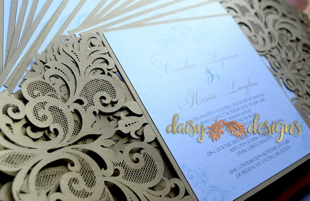 Gold Laser Cut invites details