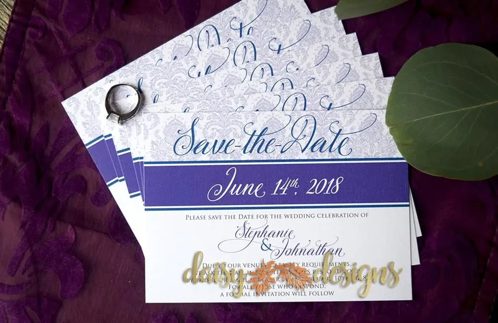 Plum Damask save-the-date