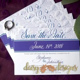 Plum Damask save-the-date